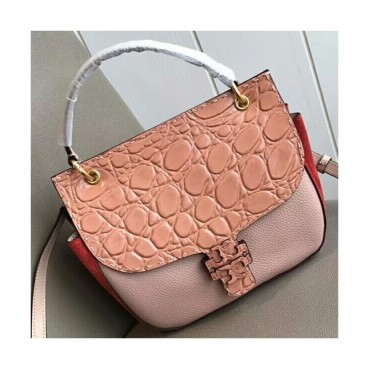Tory Burch Leather Mcgraw Embossed Satchel Tote Shoulder Bag,25.5cm - 토리버치 맥그로우 레더 앰보스드 사첼 토트 숄더백 TBB0186,25.5cm,핑크