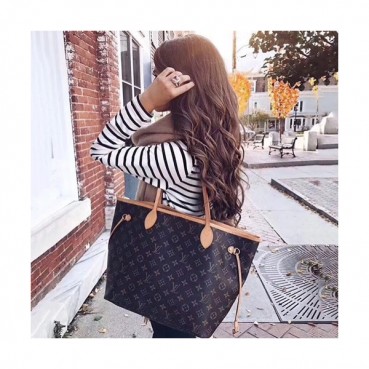 Louis Vuitton Never Full Monogram Tote Shoulder Shopper Bag,32/40cm - 루이비통 네버풀 모노그램 토트 숄더 쇼퍼백 M40995,LOUB0556 ,32/40cm,브라운+레드