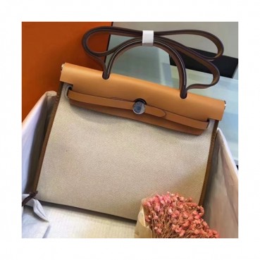 Hermes Herbag Canvas Tote Shoulder Bag ,31cm - 에르메스 허백 캔버스 남여공용 토트 숄더백 HERB0474,31cm,베이지