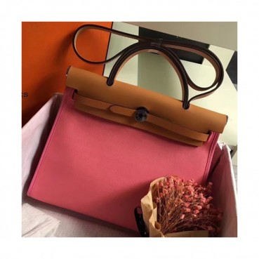 Hermes Herbag Canvas Tote Shoulder Bag ,31cm - 에르메스 허백 캔버스 남여공용 토트 숄더백 HERB0473,31cm,핑크