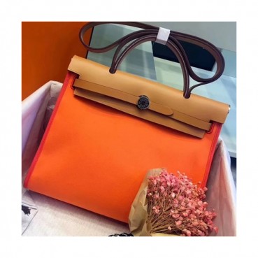 Hermes Herbag Canvas Tote Shoulder Bag ,31cm - 에르메스 허백 캔버스 남여공용 토트 숄더백 HERB0470,31cm,오렌지