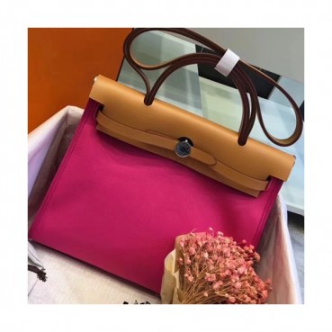 Hermes Herbag Canvas Tote Shoulder Bag ,31cm - 에르메스 허백 캔버스 남여공용 토트 숄더백 HERB0467,31cm,핑크