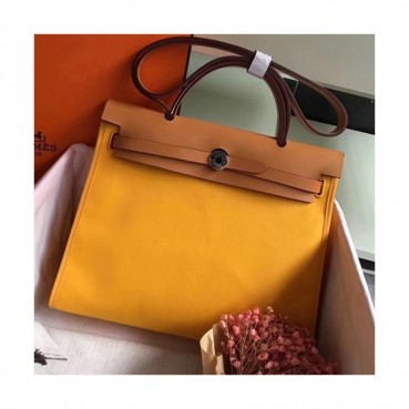 Hermes Herbag Canvas Tote Shoulder Bag ,31cm - 에르메스 허백 캔버스 남여공용 토트 숄더백 HERB0464,31cm,옐로우