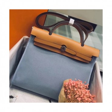 Hermes Herbag Canvas Tote Shoulder Bag ,31cm - 에르메스 허백 캔버스 남여공용 토트 숄더백 HERB0463,31cm,그레이블루