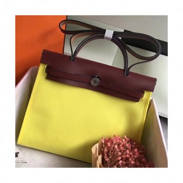 Hermes Herbag Canvas Tote Shoulder Bag ,31cm - 에르메스 허백 캔버스 남여공용 토트 숄더백 HERB0462,31cm,옐로우