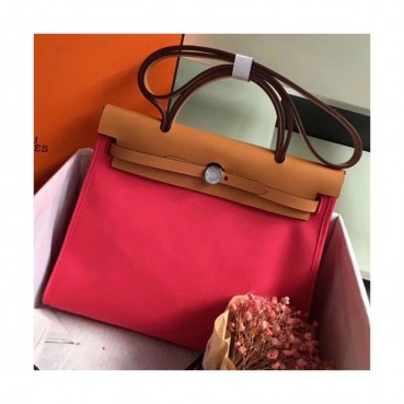 Hermes Herbag Canvas Tote Shoulder Bag ,31cm - 에르메스 허백 캔버스 남여공용 토트 숄더백 HERB0461,31cm,핑크