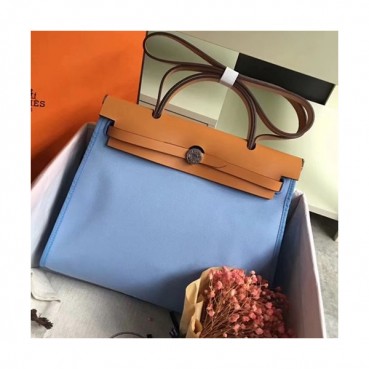 Hermes Herbag Canvas Tote Shoulder Bag ,31cm - 에르메스 허백 캔버스 남여공용 토트 숄더백 HERB0460,31cm,스카이블루