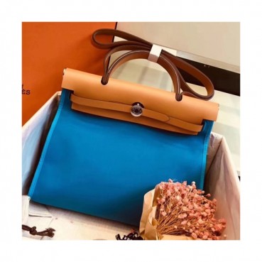 Hermes Herbag Canvas Tote Shoulder Bag ,31cm - 에르메스 허백 캔버스 남여공용 토트 숄더백 HERB0456,31cm,블루