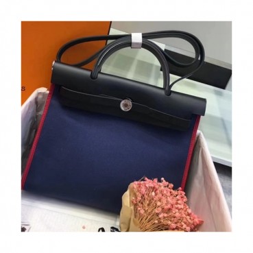Hermes Herbag Canvas Tote Shoulder Bag ,31cm - 에르메스 허백 캔버스 남여공용 토트 숄더백 HERB0452,31cm,네이비