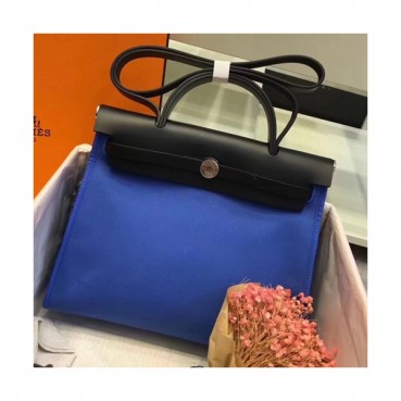 Hermes Herbag Canvas Tote Shoulder Bag ,31cm - 에르메스 허백 캔버스 남여공용 토트 숄더백 HERB0450,31cm,블루
