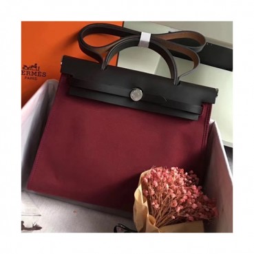 Hermes Herbag Canvas Tote Shoulder Bag ,31cm - 에르메스 허백 캔버스 남여공용 토트 숄더백 HERB0449,31cm,와인