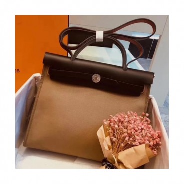 Hermes Herbag Canvas Tote Shoulder Bag ,31cm - 에르메스 허백 캔버스 남여공용 토트 숄더백 HERB0448,31cm,베이지그레이