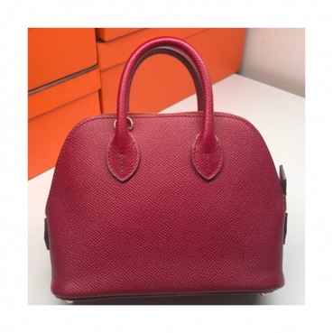 Hermes Mini Bolide Epsom Leather Tote Bag ,18cm - 에르메스 미니 볼리드 엡송 레더 여성용 토트백 HERB0396,18cm,와인