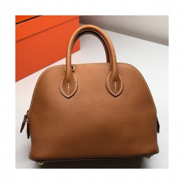 Hermes Mini Bolide Epsom Leather Tote Bag ,18cm - 에르메스 미니 볼리드 엡송 레더 여성용 토트백 HERB0394,18cm,브라운