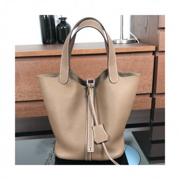 Hermes Picotin  Lock Togo Leather Tote Bag,22cm - 에르메스 피코탄 락 토고 레더 여성용 토트백 HERB0320, 22cm,그레이
