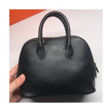 Hermes Mini Bolide Goat Skin Leather Tote Bag ,18cm - 에르메스 미니 볼리드 고트 스킨 레더 여성용 토트백 HERB0309,18cm,블랙