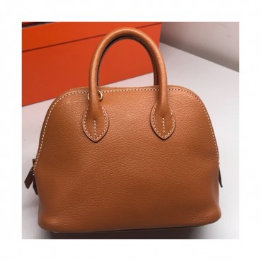 Hermes Mini Bolide Goat Skin Leather Tote Bag ,18cm - 에르메스 미니 볼리드 고트 스킨 레더 여성용 토트백 HERB0308,18cm,브라운