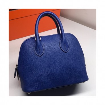 Hermes Mini Bolide Goat Skin Leather Tote Bag ,18cm - 에르메스 미니 볼리드 고트 스킨 레더 여성용 토트백 HERB0306,18cm,다크블루
