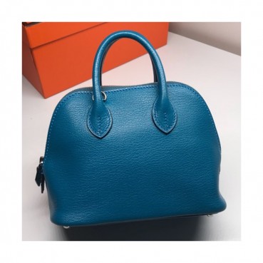Hermes Mini Bolide Goat Skin Leather Tote Bag ,18cm - 에르메스 미니 볼리드 고트 스킨 레더 여성용 토트백 HERB0305,18cm,블루