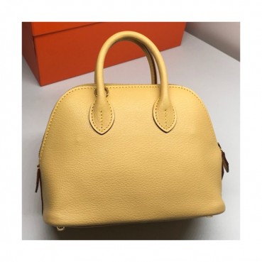 Hermes Mini Bolide Goat Skin Leather Tote Bag ,18cm - 에르메스 미니 볼리드 고트 스킨 레더 여성용 토트백 HERB0304,18cm,옐로우