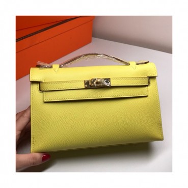 Hermes Mini Kelly Epsom Leather Tote Bag / Clutch Bag,22cm - 에르메스 미니 켈리 엡송 레더 토트백/클러치백 HERB0197, 22cm,옐로우