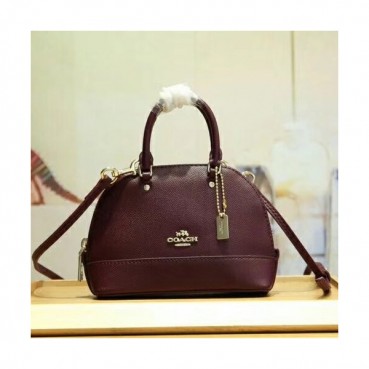 Coach Leather Mini Tote Shoulder Bag,16cm - 코치 레더 미니 토트 숄더백 22891,COAB0195,16cm,와인