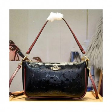 Coach Leather Tote Shoulder Bag,22cm - 코치 레더 토트 숄더백 56518,COAB0190,22cm,블랙