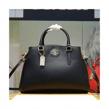 Coach Leather Tote Shoulder Bag,30cm - 코치 레더 토트 숄더백 57527,COAB0185,30cm,블랙