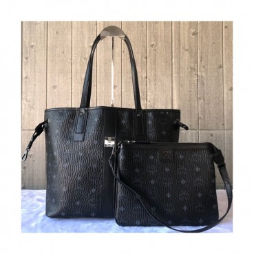 MCM Visetos Tote Shoulder Shopper Bag,33cm - 엠씨엠 여성용 비세토스 토트 숄더 쇼퍼백 MCMB0089, 33cm,블랙