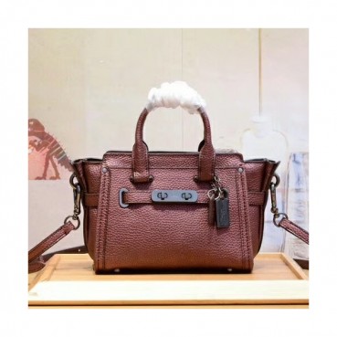 Coach Leather Tote Shoulder Bag,20cm - 코치 레더 토트 숄더백 35990,COAB0178,20cm,브라운