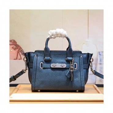 Coach Leather Tote Shoulder Bag,20cm - 코치 레더 토트 숄더백 35990,COAB0177,20cm,블루