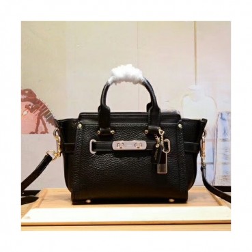 Coach Leather Tote Shoulder Bag,20cm - 코치 레더 토트 숄더백 35990,COAB0176,20cm,블랙