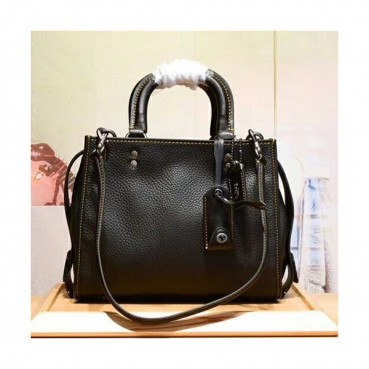 Coach Leather Tote Shoulder Bag,25cm - 코치 레더 토트 숄더백 54536,COAB0168,25cm,블랙