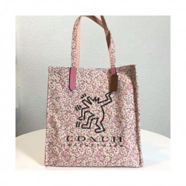 Coach Canvas Tote Shoulder Shopper Bag,34cm - 코치 캔버스 토트 숄더 쇼퍼백 28653,COAB0158,34cm,핑크