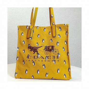 Coach Canvas Tote Shoulder Shopper Bag,34cm - 코치 캔버스 토트 숄더 쇼퍼백 25737,COAB0157,34cm,옐로우