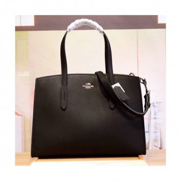 Coach Leather Tote Shoulder Bag,34cm - 코치 레더 토트 숄더백 COAB0141,34cm,블랙