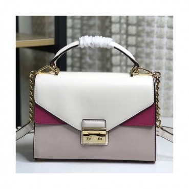 Michael Kors Sloan Leather Tote Shoulder Bag, 24CM - 마이클 코어스 슬론 레더 토트 숄더백 ,MKB0199, 24CM,화이트+연퍼플
