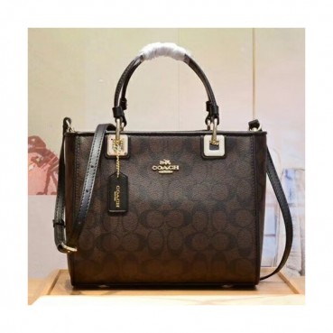 Coach Leather Tote Shoulder Bag,24cm - 코치 레더 토트 숄더백 COAB0136,24cm,다크브라운