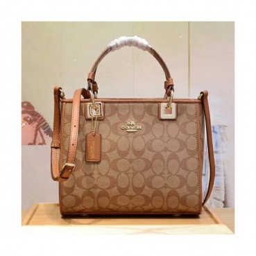 Coach Leather Tote Shoulder Bag,24cm - 코치 레더 토트 숄더백 COAB0135,24cm,브라운