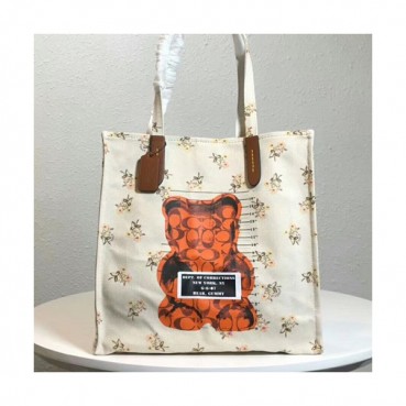 Coach Canvas Tote Shoulder Shopper Bag,32cm - 코치 캔버스 토트 숄더 쇼퍼백 COAB0104,32cm,베이지