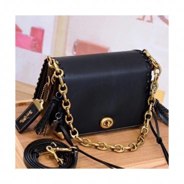Coach Leather Dinky Tote Shoulder Bag,19cm - 코치 레더 딘키 토트 숄더백 COAB0092,19cm,블랙