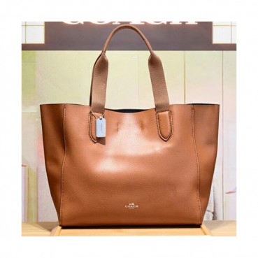 Coach Leather Tote Shoulder Shopper Bag,32cm - 코치 레더 토트 숄더 쇼퍼백 58660,COAB0061,32cm,브라운