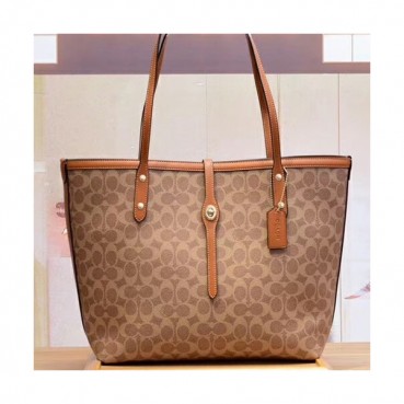 Coach Leather Market Tote Shoulder Shopper Bag,31cm - 코치 레더 마켓 토트 숄더 쇼퍼백 COAB0057,31cm,브라운
