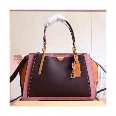Coach Leather Dreamer Version Tote Shoulder Bag,28cm - 코치 레더 드리머 버전 토트 숄더백 COAB0046,28cm,퍼플