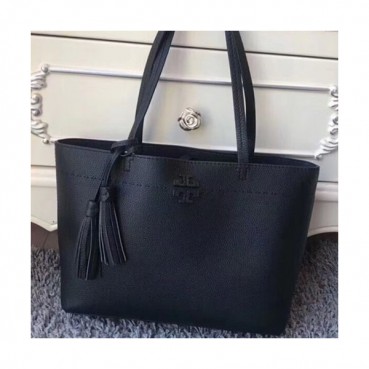 Tory Burch Leather Black Mcgraw Tote Shoulder Bag,30cm - 토리버치 레더 블랙 맥그로우 토트 숄더백 TBB0156,30cm
