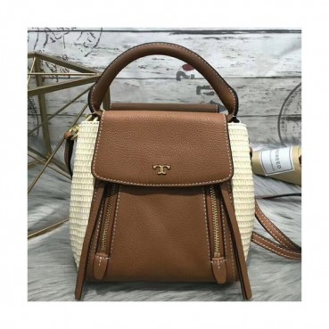 Tory Burch Leather Half-moon Brown Tote Shoulder Bag,19cm 