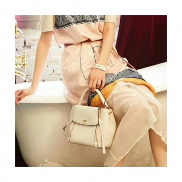 Tory Burch Leather Half-moon White Tote Shoulder Bag,19cm 
