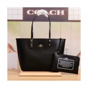 Coach Leather Coted Riversible City Tote Shoulder Shopper Bag,32cm - 코치 레더 코티드 리버서블 시티 토트 숄더 쇼퍼백 36609,COAB0037,32cm,블랙/화이트