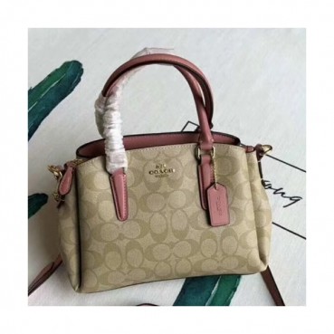 Coach Leather Tote Shoulder Bag,24cm - 코치 레더 토트 숄더백 29434,COAB0035,24cm,베이지+핑크
