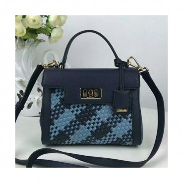 Michael Kors Leather Tote Shoulder Bag, 21CM - 마이클 코어스 레더 토트 숄더백 ,MKB0056, 21CM,네이비+블루
